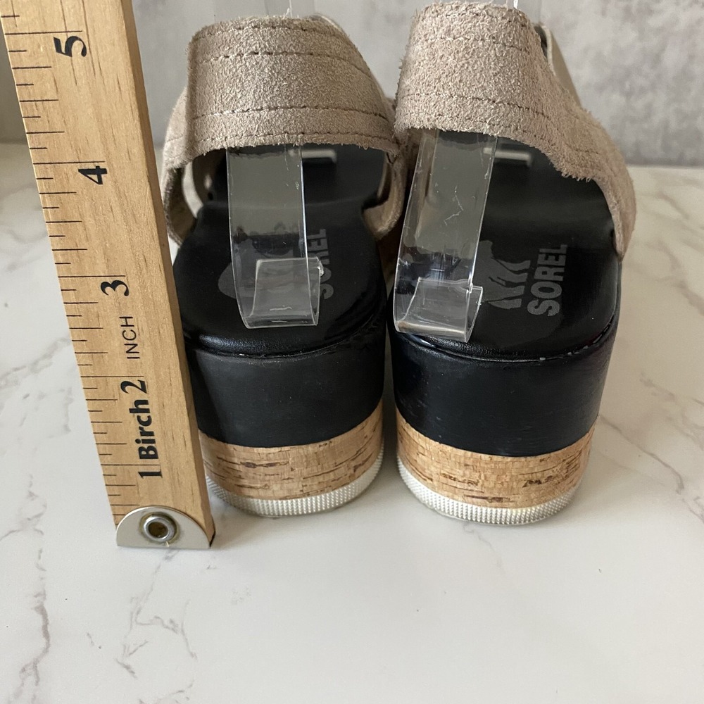 Sorel Beige Taupe Platform Sandals - Picture 5 of 11
